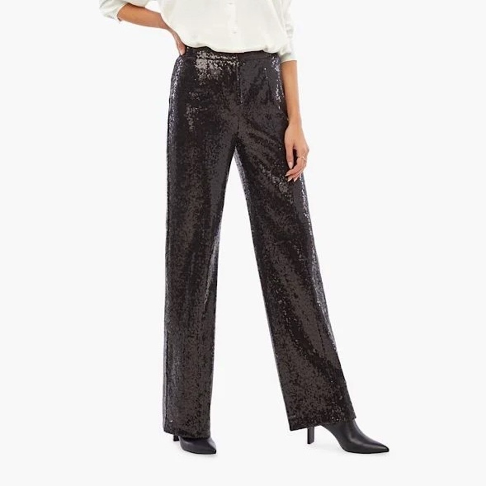 Wide Leg Sequined Jersey Pants